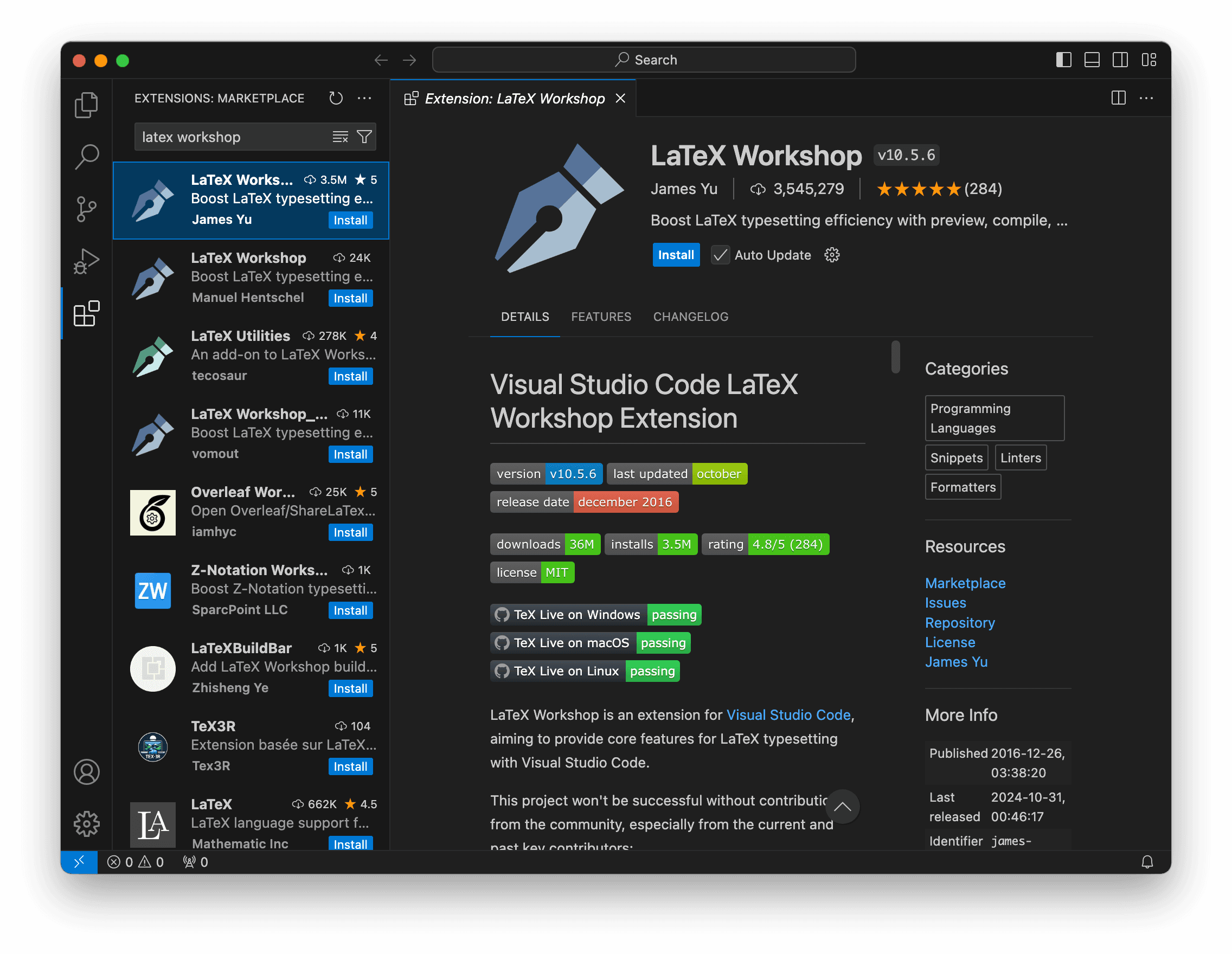 LaTeX Workshop extension